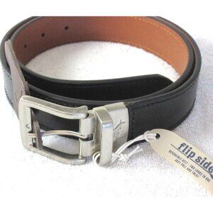 Tommy Bahama Men's Flipside Reversible Leather Belt Black Tan Marlin Buckle NWT